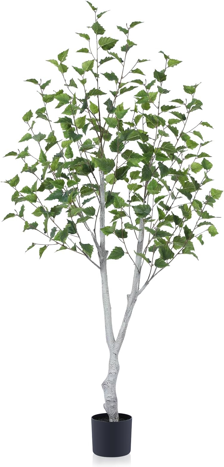 CROSOFMI Artificial Plants Indoor 150 cm Large Faux Birch Tree in Plastic Pot Tall Fake Plant for Indoors Outdoor Living Room Modern Decor (1 Pack)