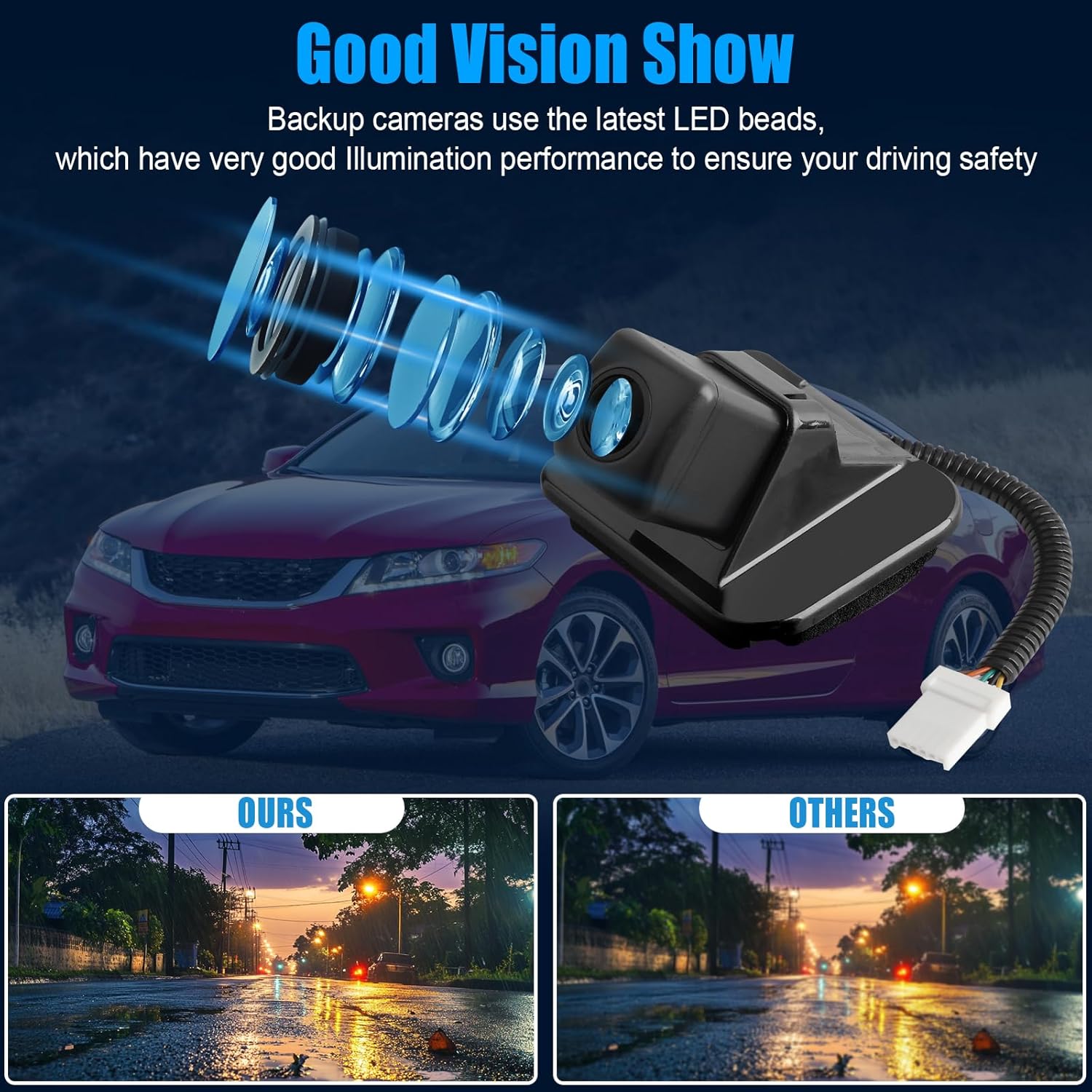 Back Up Rear View Camera Compatible with 2014 2015 Honda Accord Sedan EX LX Sport Hybrid 4 Door Rear Camera Parking Assist Cam Replace for 39530-T2A-A71 39530T2AA71 6 PIN