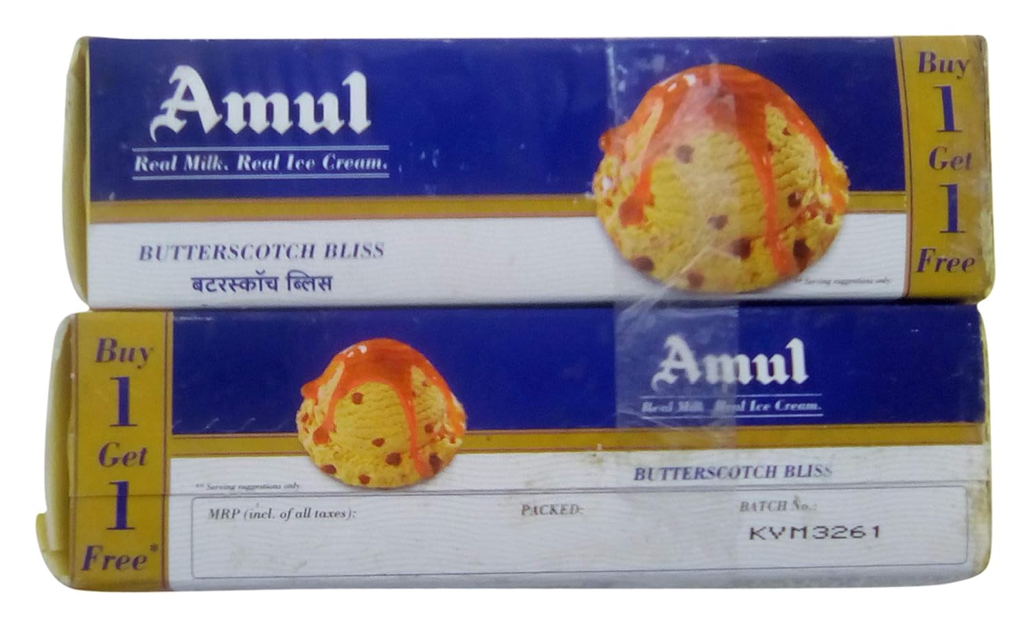 Amul Ice Cream Butterscotch Bliss, 750ml (Buy 1 get 1) Amazon.in