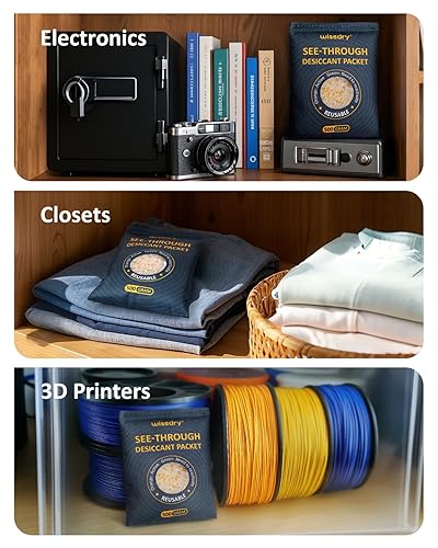 Miniatura 5 de wisedry - 2 paquetes de 17.64 onzas (500 g) de gel de sílice transparente, paquetes desecantes con indicador de color para almacenamiento,