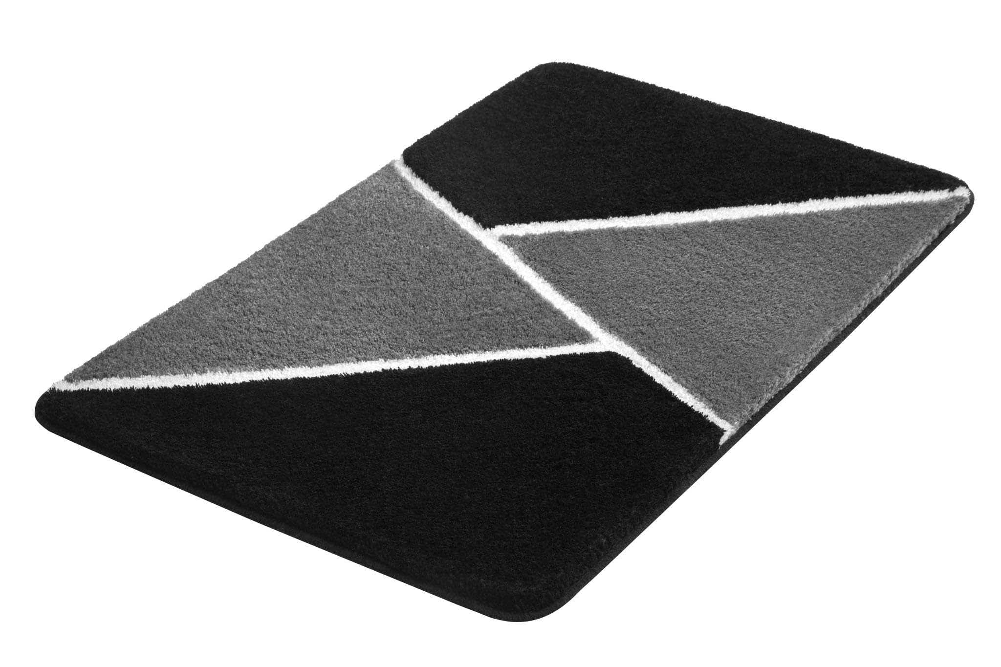 Kleine Wolke Badteppich Hailey Schwarz 70 x 120 cm | OEKO-TEX zertifiziert, rutschhemmende Unterseite, für Fußbodenheizung, maschinenwaschbar, 100% Polyacryl