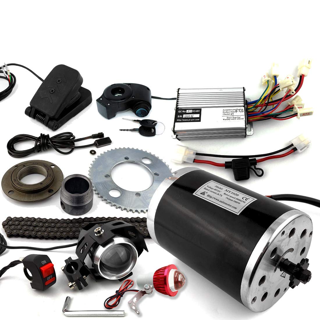 L-faster Bracketless 48V 1000W Gokart Chain Drive Motor With Controller Pas Pedal Brake Sensor Brake Light Headlight Key Switch