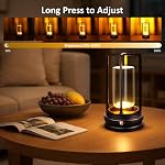 Black Rechargeable LED Table Lamp – Portable Crystal Lantern with Touch Control, 3-Color Dimmable Light, 2000mAh Battery for Indoor & Outdoor Use