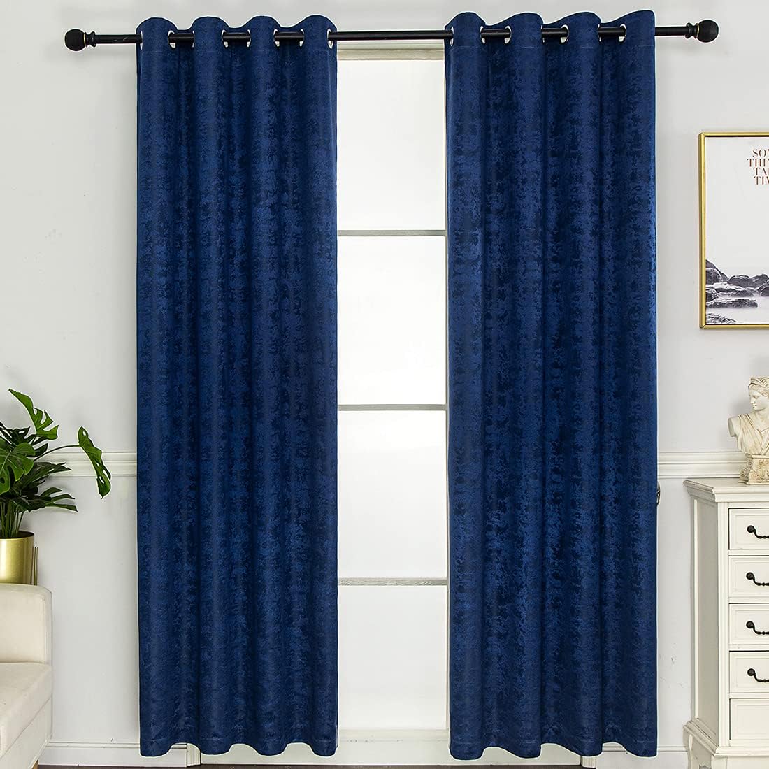 vctops Luxury Jacquard Curtain Panel for Bedroom Thermal Insulated Room Darkening Grommet Top Window Drapes for Living Dining Room, 1 Piece (White, 52"x72")