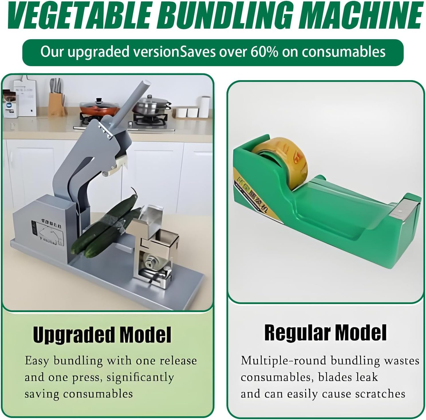 Semi-Automatique de Conditionnement de légumes sous Film et Ruban PE/PVC, Serrage réglable, supermarchés et marchés de producteurs.