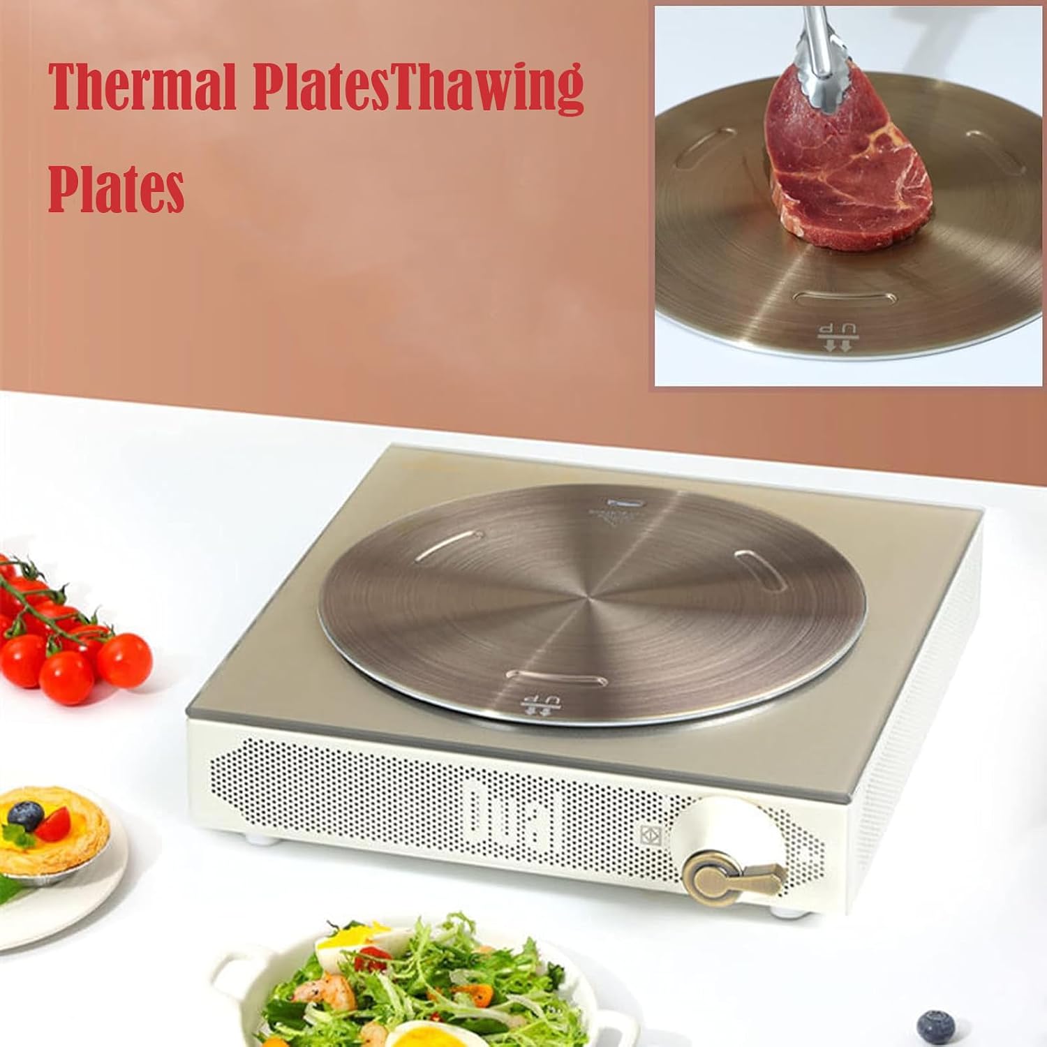 6.4 Inch Induction Converter Heat Sink Ring Plate, Stainless Steel Heat Sink Induction Plate with Stainless Steel Handle Converter