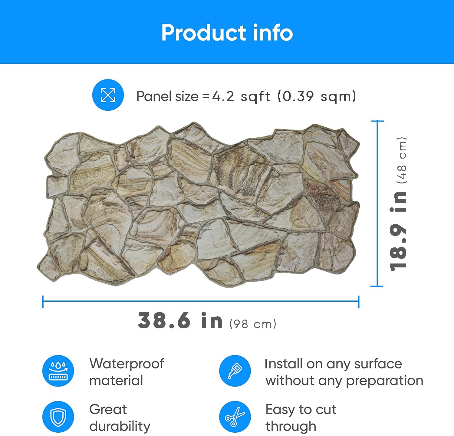 Grace Baltic - Pannelli da parete 3D per interni, decorazione non adesiva, in PVC, color miele, per casa e ufficio (10 pz/4,7 m2)