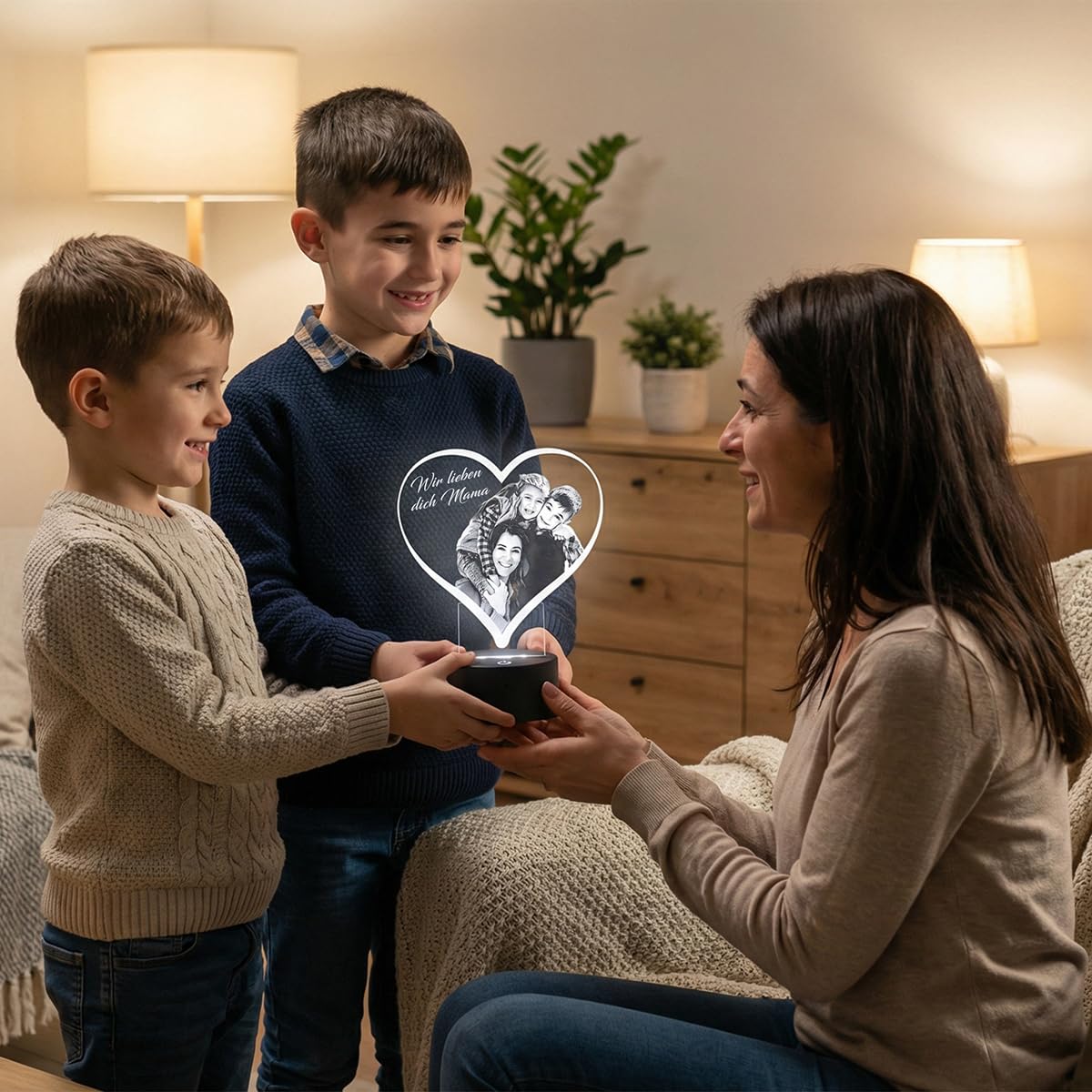 Lampephoto.fr – Personalisierte Fotolampe in Herzform, Geschenk zum Muttertag, für Mama, personalisierte Geschenkideen für Frauen und Paare, Muttertag: Foto und Text individuell gestaltbar