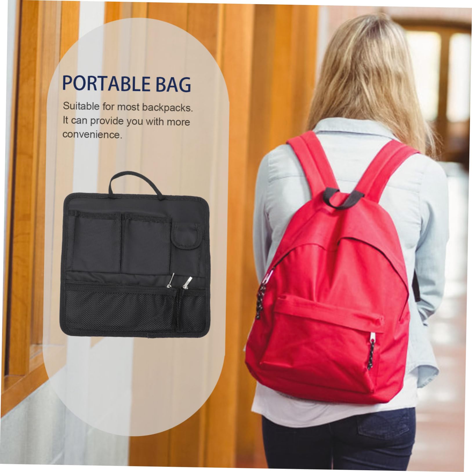 SHERCHPRY 2 Piezas Organizador de Bolsa en Bolsa School Bag Pack Escolar Bolsa portátil Bolsa de Almacenamiento contenedor de Almacenamiento Bolso Estilo Coreano Nailon Engrosado