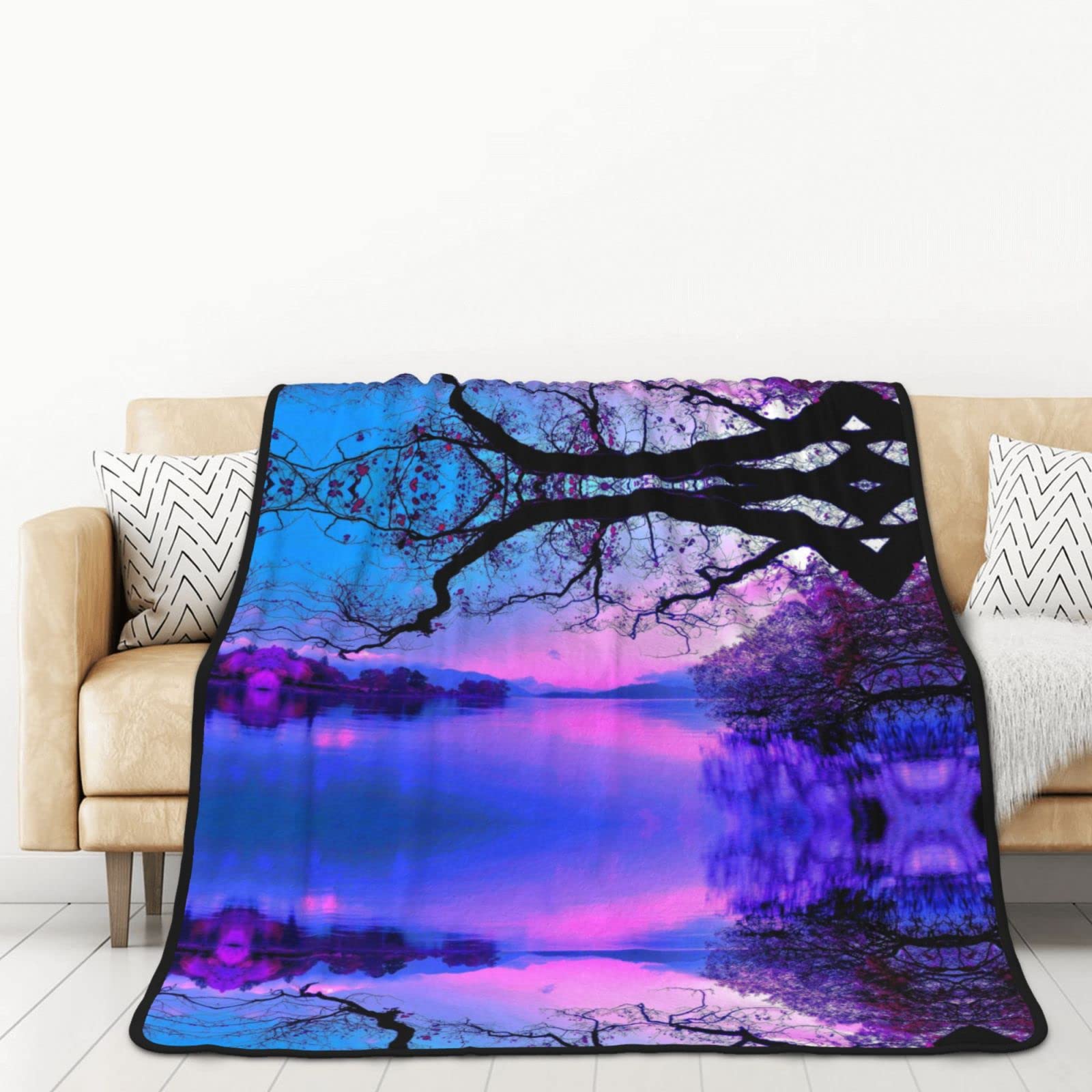 Couverture en flanelle super douce grand format violet double face jeté de lit chaud