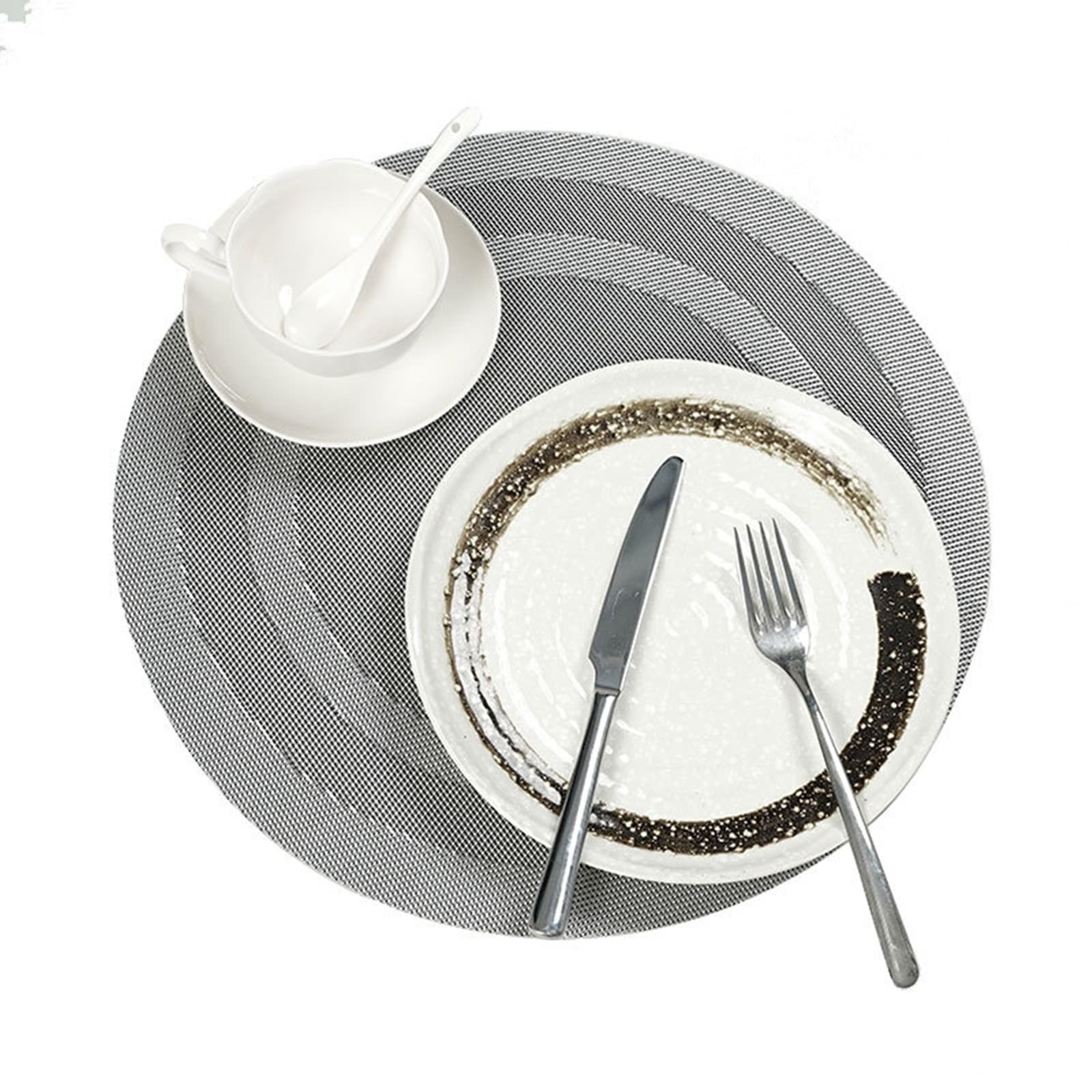 Sets de table gris à motifs cercles tissés de 38 cm pour cuisine - Lot de 4