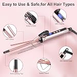 Small Curling Iron 3/8 Inch with Clamp, 9mm Long Barrel Hair Curling Wand for Short & Long Hair, Ceramic Mini Curler Dual Voltage for Traveling, Adjustable Temp
