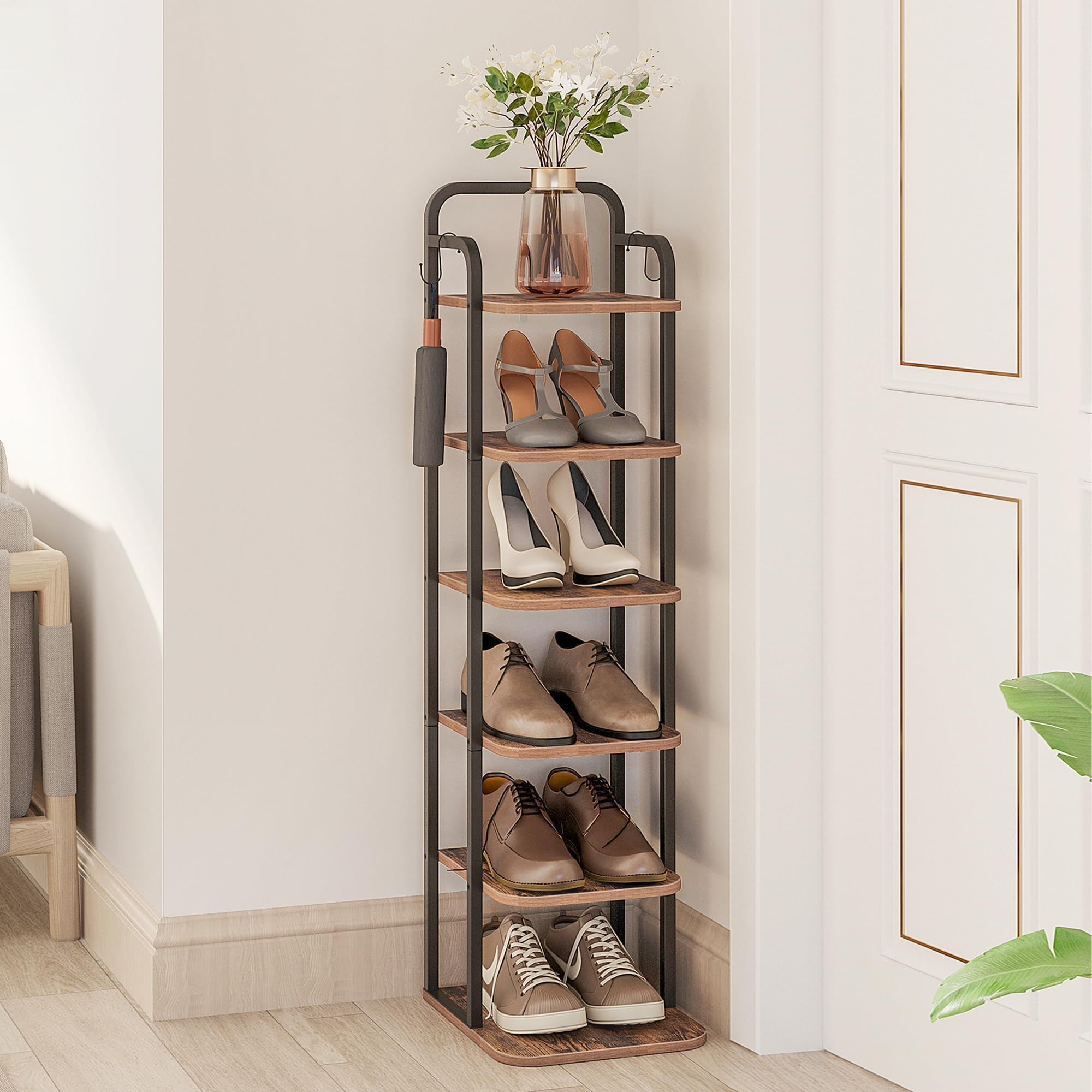 Bamworld Étagère à Chaussures En Bois à 5 Niveaux Pour Entrée