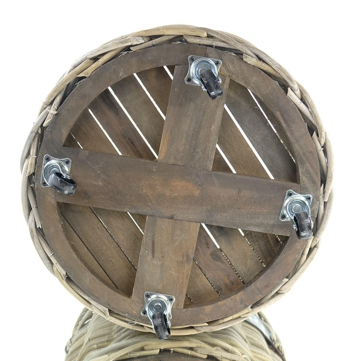 VAN DER LEEDEN Rattan Kaminholzkorb mit Rollen Ø 50 cm
