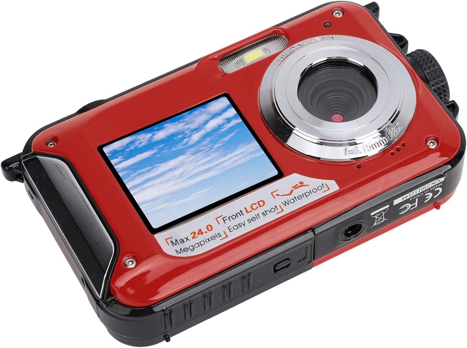Underwater Camera for Snorkeling, HD 2.7K 48MP 11ft Camera with 16X Zoom, Autofocus Compact Digital Camera, 128GB Expandable (Red)