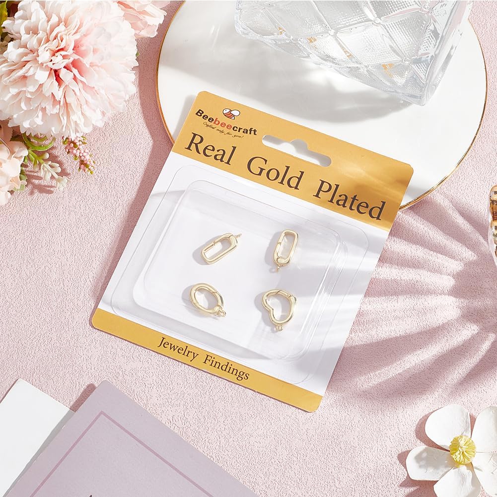 Beebeecraft 1 Box 6Pcs 18K Gold Plated Brass Spring Gate Ring with Loop 3 Styles Necklace Clasps for DIY Jewelry Crafts Making - Image 6