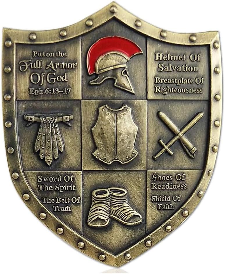 Put On The Whole Armor of God Challenge Coin Eph 6:13-17 3D Religious Collectible Coin (Pack of 6)