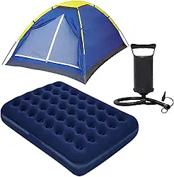 Kit Camping: Barraca 2 Pessoas + Colchão Inflável com Bomba Manual