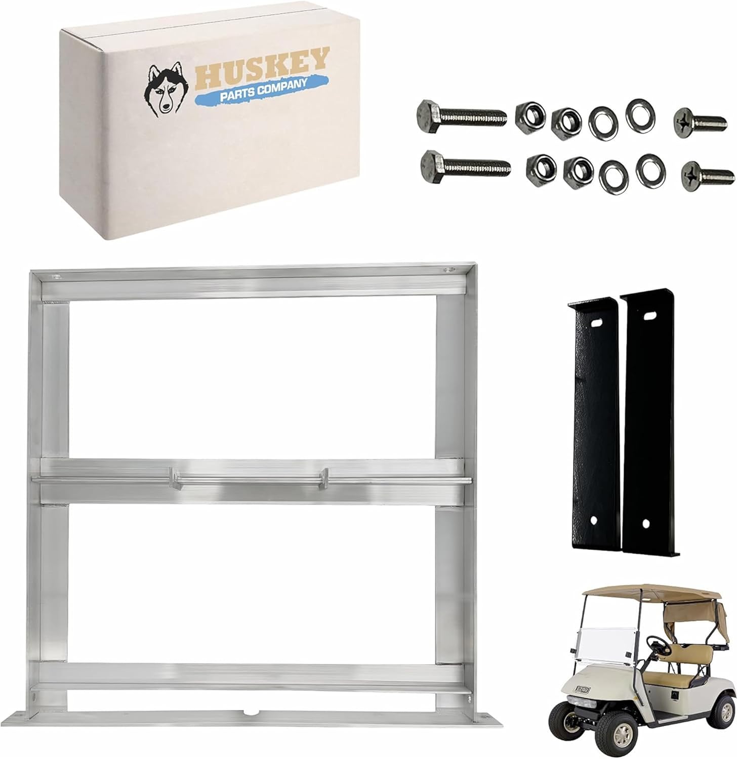 Huskey EZGO Golf Cart Aluminum Battery Tray for EZGO 1994+ Medalist TXT, Freedom TXT, and Valor 36V/48V Electric Golf Carts, One Piece Construction, 304 Stainless Steel Hardware Included