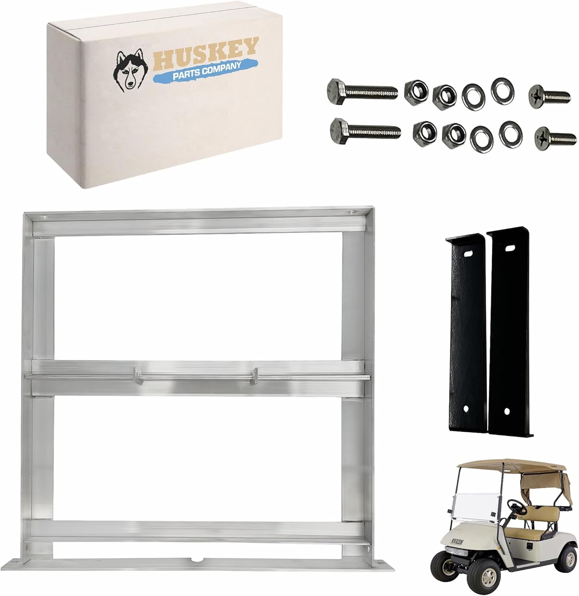 Huskey EZGO Golf Cart Aluminum Battery Tray for EZGO 1994+ Medalist TXT, Freedom TXT, and Valor 36V/48V Electric Golf Carts, One Piece Construction, 304 Stainless Steel Hardware Included