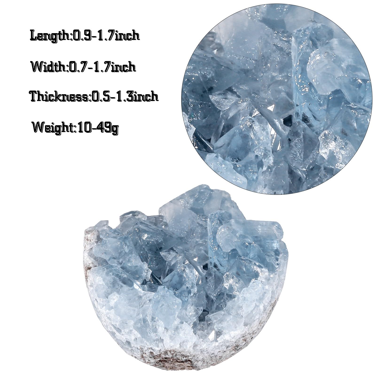 mookaitedecor Celestite Bleu Pierres et Cristaux Naturelle pour Mineraux Collection Druse Cristal Decoratif