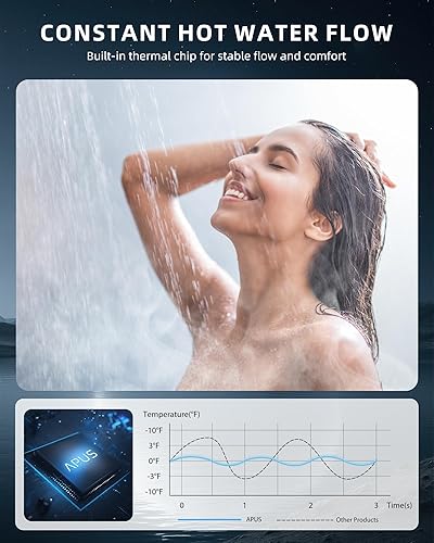 Miniatura 4 de APUS Calentador de agua sin tanque, gas propano, hasta 4.42 GPM, calentador de agua caliente para interiores, 95,000 BTU bajo demanda, calentadores