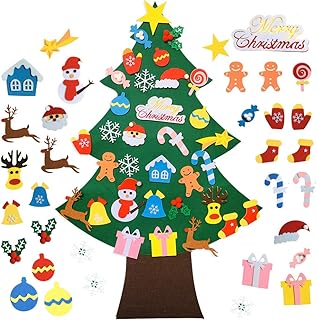Sponsored Ad - 3.6FT DIY Xmas Wall Decorations for Toddlers Felt Christmas Tree with 33Pcs Ornaments for Kids Hanging Chri...