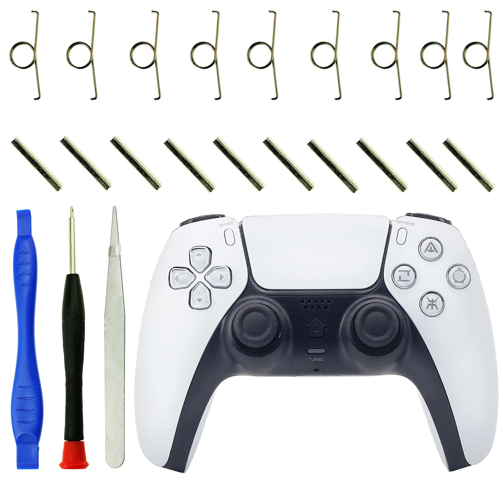 CDHKOZ 24PCS Replacement L2 R2 Trigger Button Springs Metal Buckle Cylinders for PS5 Controller Repair Parts, Screwdriver, Tweezer, Open Tools Included.