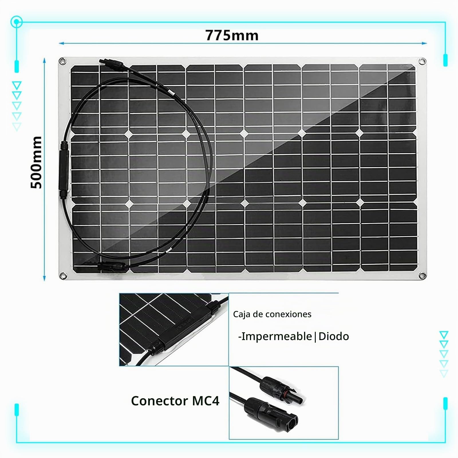 Kit de Panel Solar de 500W, 1000W, módulo fotovoltaico, Cargador de batería Solar monocristalino con Controlador de Carga + Accesorio, para Casas, campamentos(1x500W)