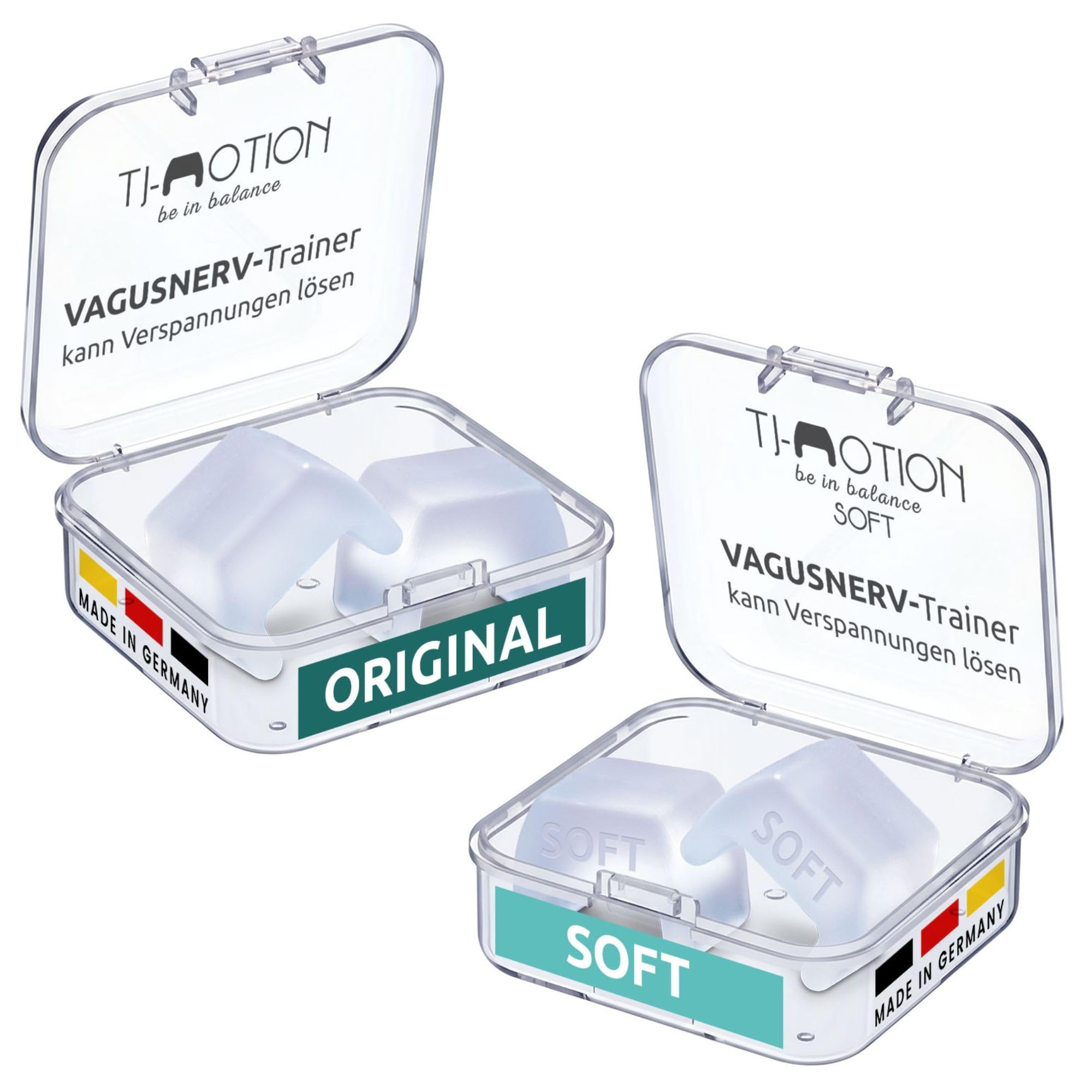 TJ-Motion be in balance Bundle |2 Stück regular und 2 Stück soft |die optimale Unterstützung bei Beschwerden und Verspannungen im Kiefer-, Schulter-, Nacken-, Rückenbereich - Topprodukt DHDL
