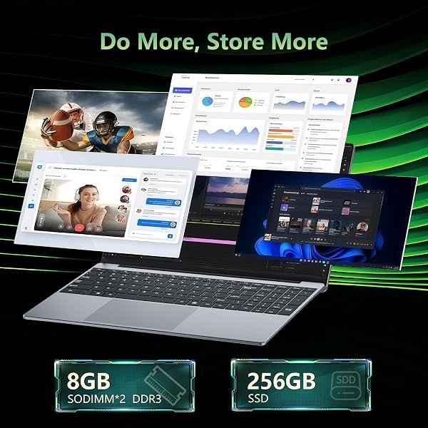 Txxren 15.6 Inch Laptop with Office 365, Core M3-6Y30 Processor 8GB RAM 256GB SSD, Notebook IPS 1920 x 1080P Win 11, USB3.0 * 2, Mini HDMI, Wi-Fi 5, BT4.2 Laptops Computer - 4