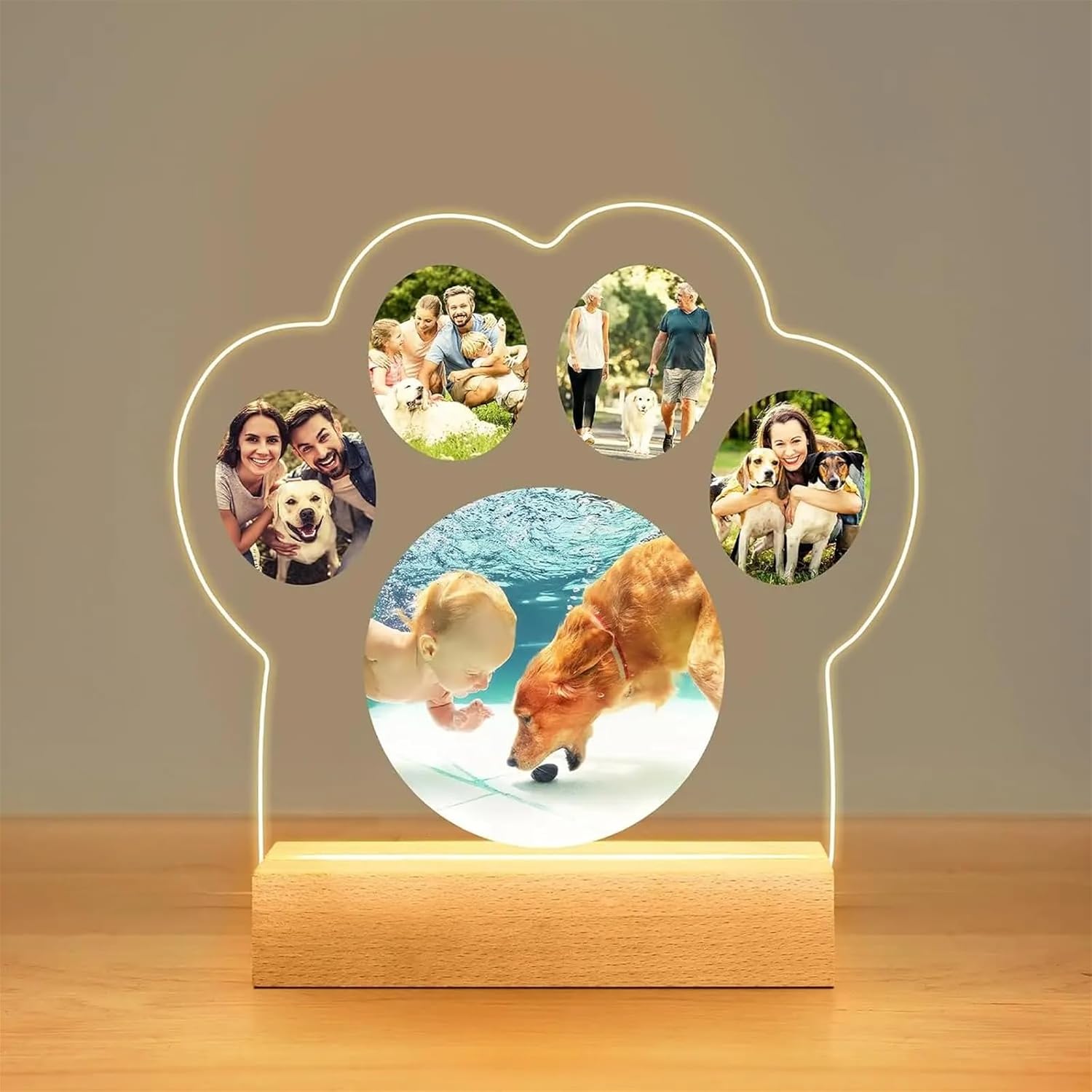 Custom Dog Cat Photo Memorial Night Light, Personalized Dog Cat LED Night Light Custom Keepsake,Home Bedroom Decor (7 Colors)