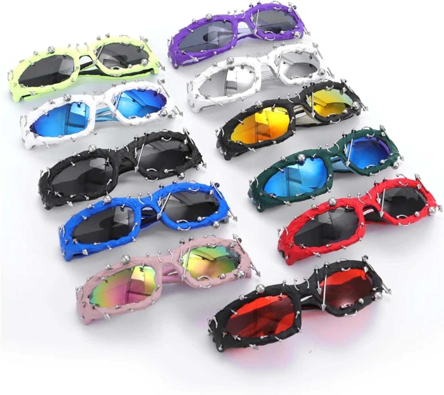 Unique Hip Hop Sunglasses For Women Men New Sports Twisted Sun Glasses Female Party Shades Silver Retro