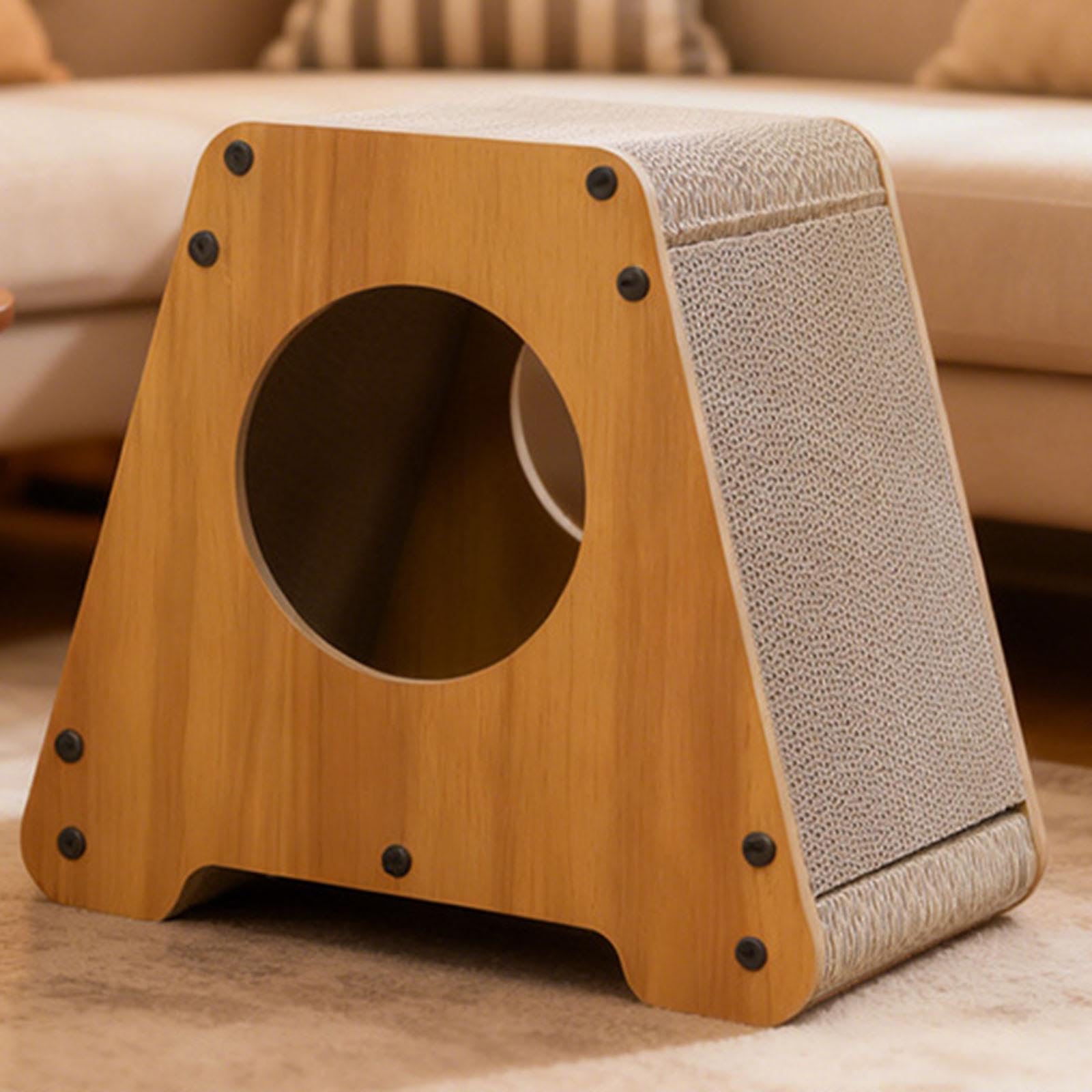 Tiragraffi per Gatti Letto Lounge Cartone MDF Protezione Mobili Base Spessa Zona Relax Adatto a Interni Animali Domestici Riposo Sosta, Nido di Buchi