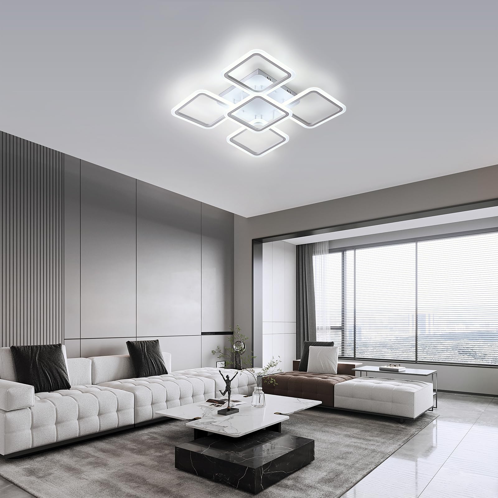 Comely DecKenlampe LED, 70W 7000LM 5 Quadratische Form LED DecKenleuchte | Acryl Weiß DecKenbeleuchtung LED Modern für Schlafzimmer Wohnzimmer, 6500K