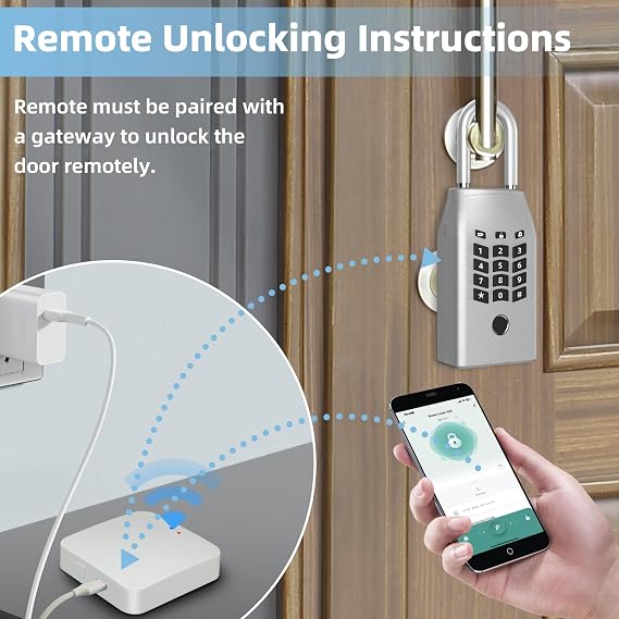 Smart Key Lock Box,Fingerprint,Tuya APP and Password Unlocked Key Boxes,Weatherproof for Outdoor Use, Suitable for House Keys (Silver)