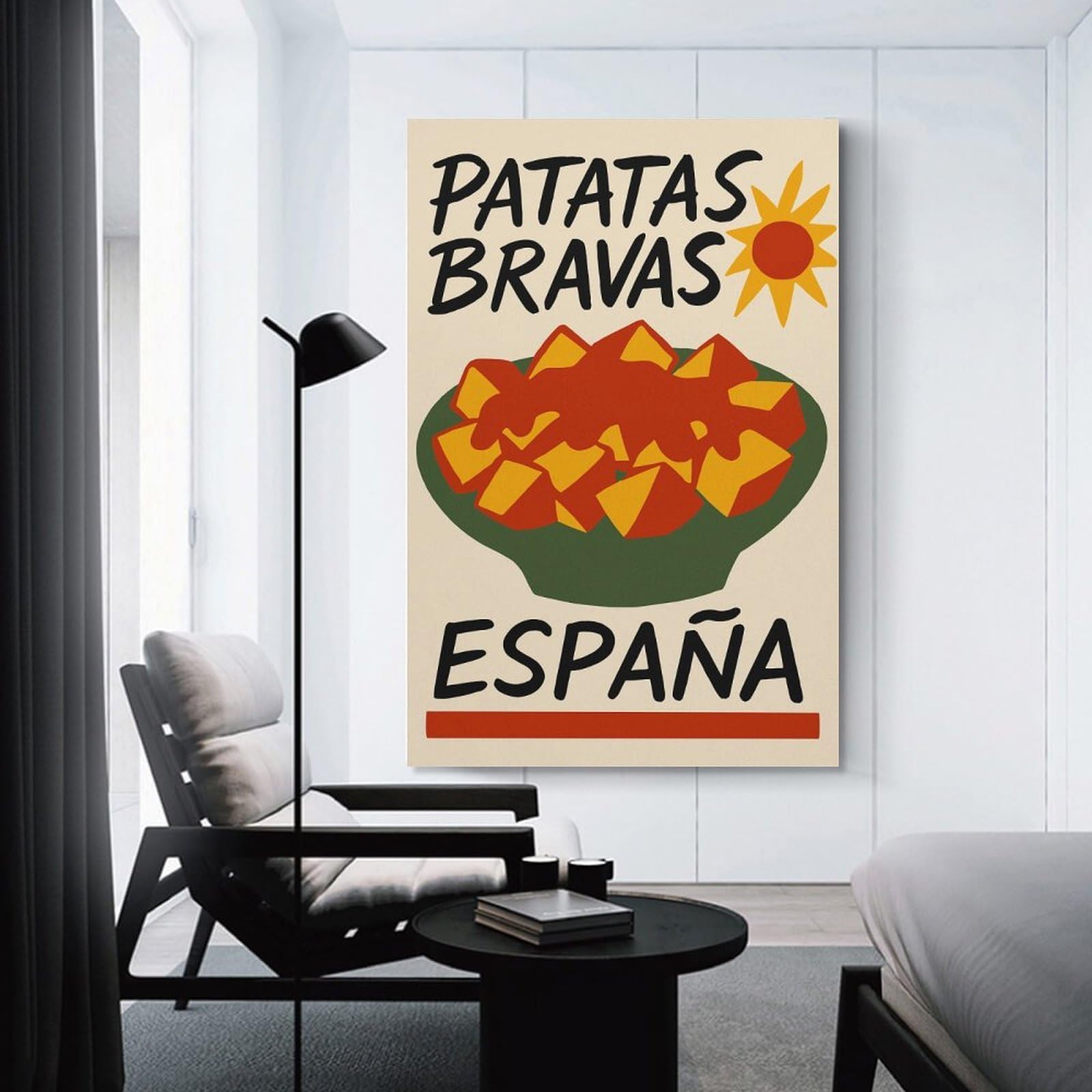 Junmoney Decorative Wall Artwork Patatas Bravas España Food, 12x18inch(30x45cm), for Living Room, Lounge Or Sitting Room, Modern Wall Decor for Cosy Interiors