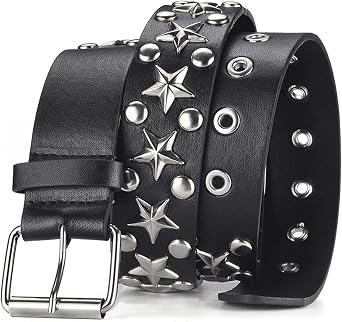 Studded Belts Women Y2K Belt Star Belts Black Girl Ladies Spike Stud Punk Waist Belt for Halloween Cosplay