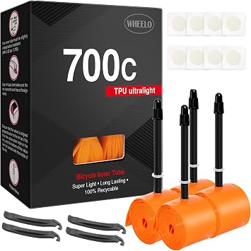 4pack 70018-32c TPU Inner Tube, Presta Valve Lightweight Road Bicycle Tube | Ultra light, 45/65/85mm presta valve, good airtightness, high-strength, repair patch kit, suitable for various road vehicles