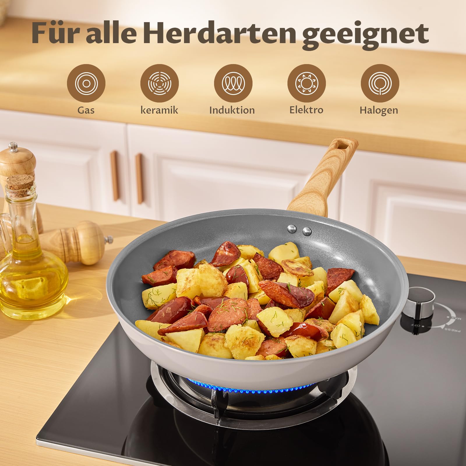 BLAZANT Keramik Pfannenset Induktion, 5-teilig Antihaft pfanne 20/24/28 cm