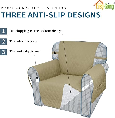 Miniatura 4 de Funda protectora para sofá fácil de usar, impermeable, para sofá, funda protectora para muebles, contra mascotas, sin costuras, tela antideslizante,