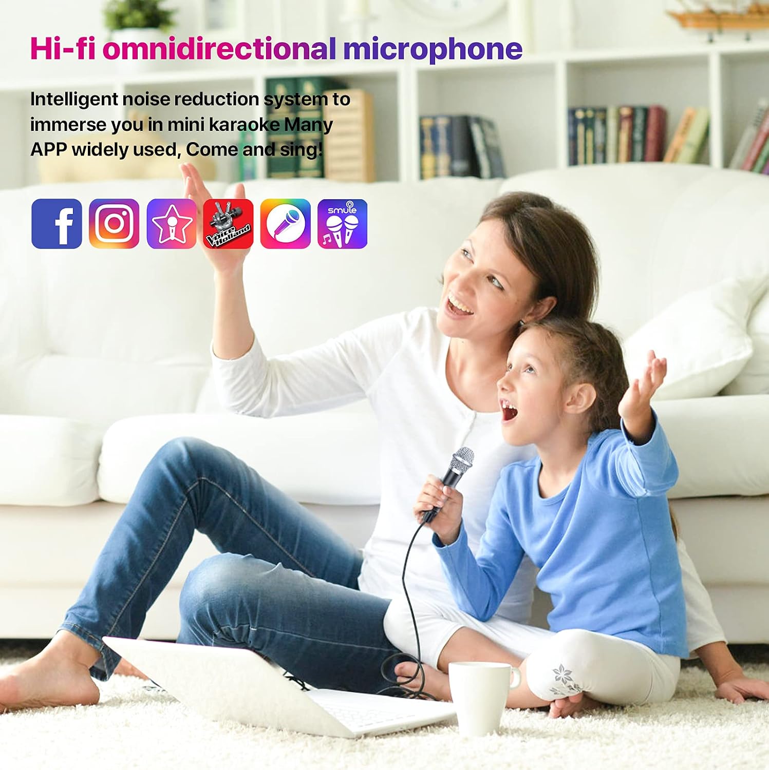 JeMii Mini Microphone,Tiny Microphone,Phone Microphone, Asmr Microphone,Mini Karaoke Microphone,forVoiceRecording Chatting and Singing on iPhone,Android,PC(Black)