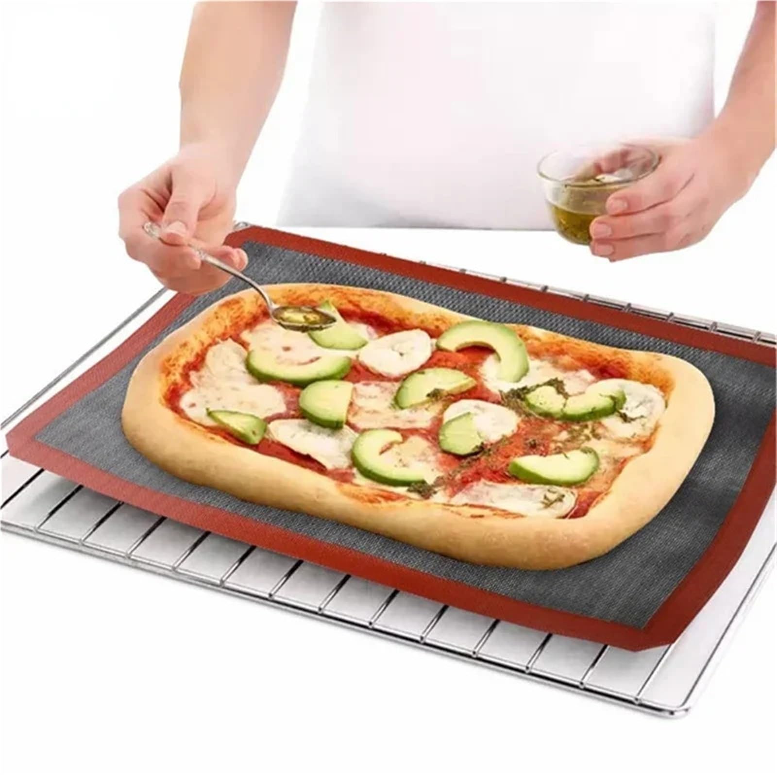 Ofenmatte 4 stücke Silikon Back Matte Antihaft Ofen Blatt Liner Cookie Gebäck Pad Backen Pan Backformen Küche Zubehör(Red black)