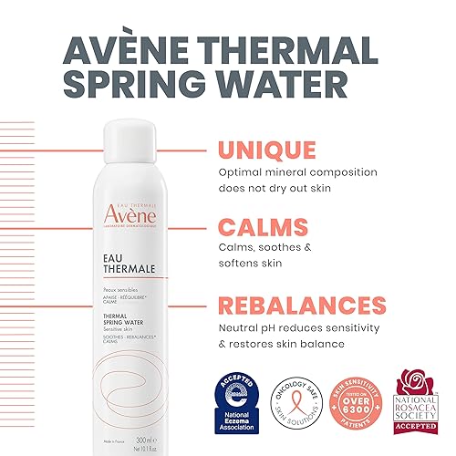 Vista 3 de Avène Thermal Spring Water, Soothing Calming Facial Mist Spray for Sensitive Skin, Soothes, Softens + Calms Skin, Formulated with Mineral &