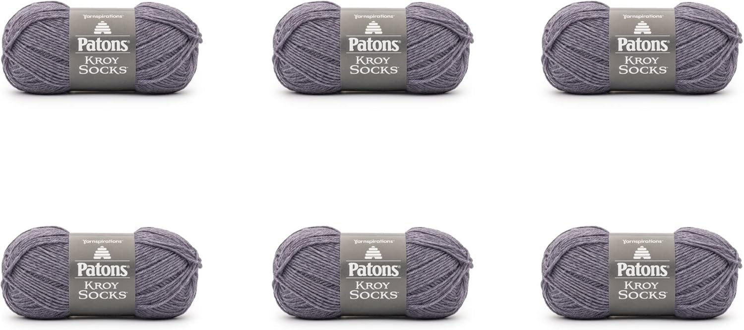 Patons Kroy Socks Yarn - 6 Pack of 50g/1.75oz - Blended Fiber - Knitting, Crocheting & Crafts, Plum