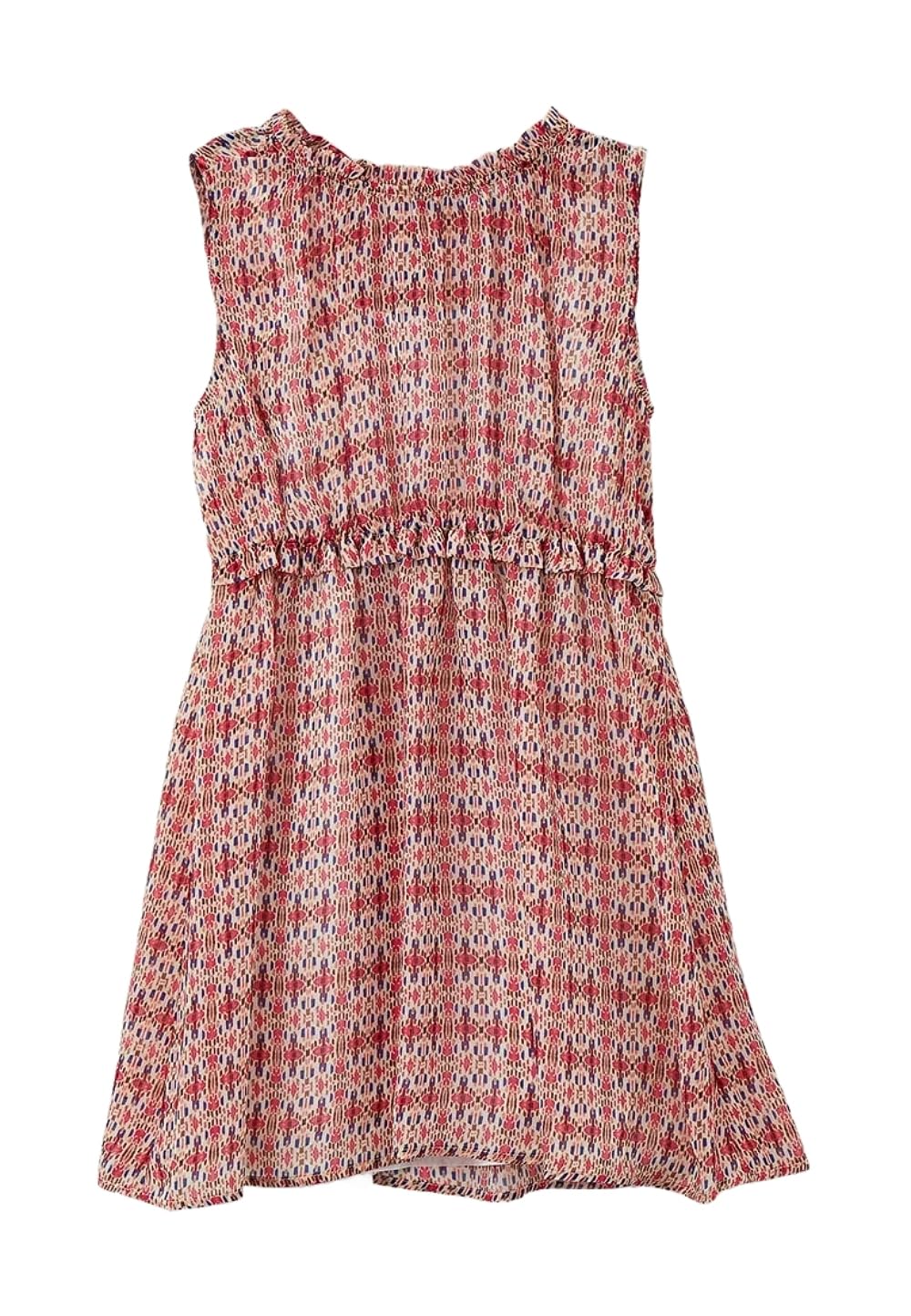 Ärmelloses Sommerkleid für Mädchen mit rosa und blauem Blumenmuster, elastischer Bund, leicht und bequem - ideal für Zeremonien und besondere Anlässe, 6976