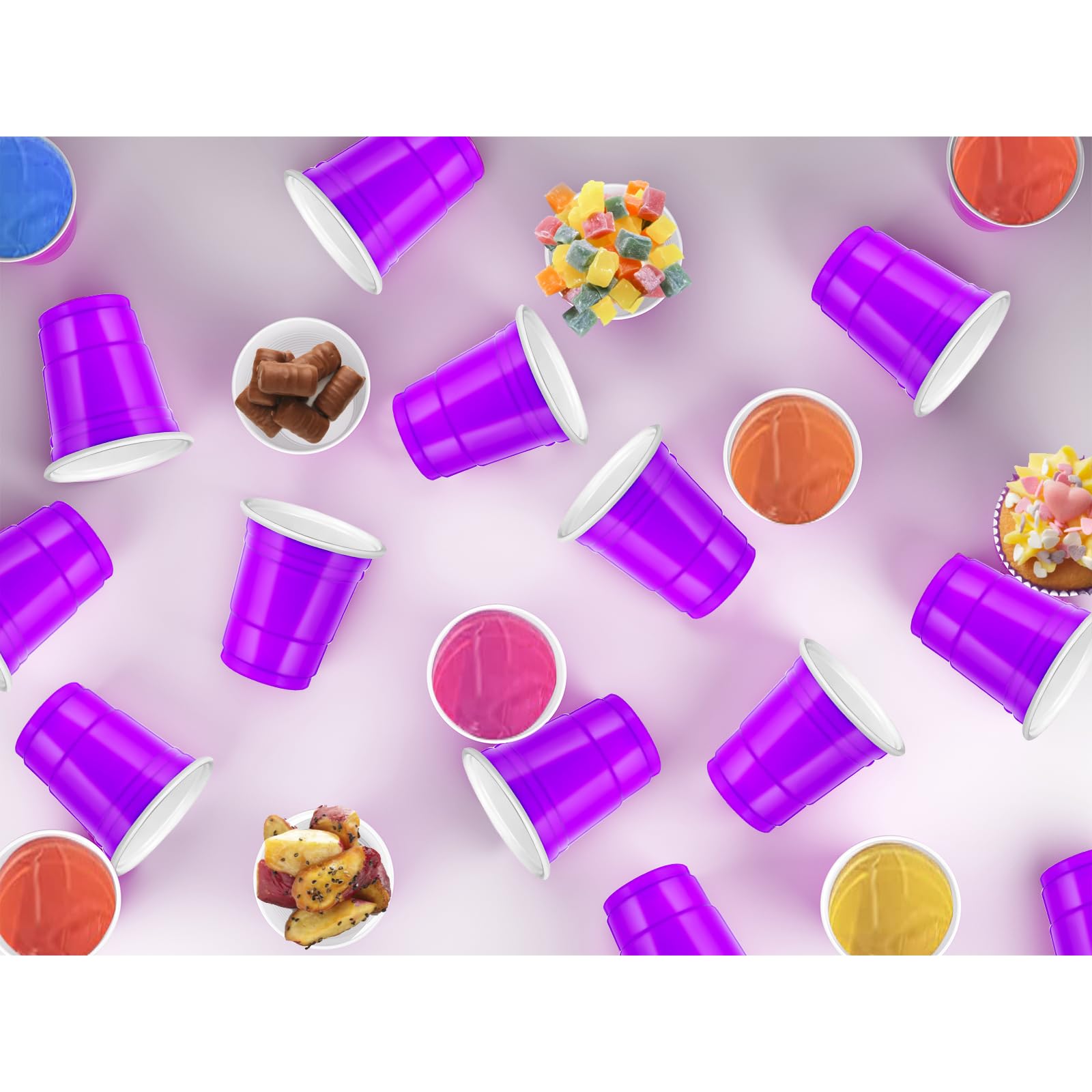 Cssopenss 120 Pcs Purple Plastic Shot Glasses 2 Oz Purple Party Cups