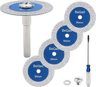 Diamond Mini Glass Saw Blade,BeQell 5pcs 2" Glass Cutting Disc Wheel Mini Carving Disc with Round Shank for Glass Jade Crystal Wine Bottle Ceramic Tile (50mm)