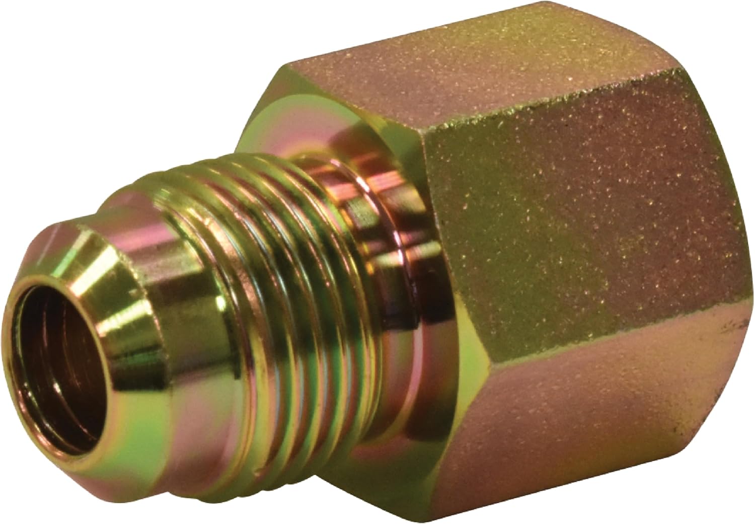Eastman 3/8 Inch OD Flare x 3/8 Inch FIP Gas Fitting Adapter for Natural Gas and Liquid Propane, Zinc Plated Steel, 62747B