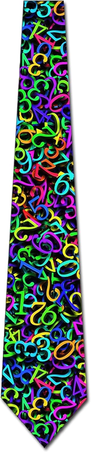 Math Ties Mens Teacher Necktie Education Tie for Men Number Neckties Colorful Teaching Tie